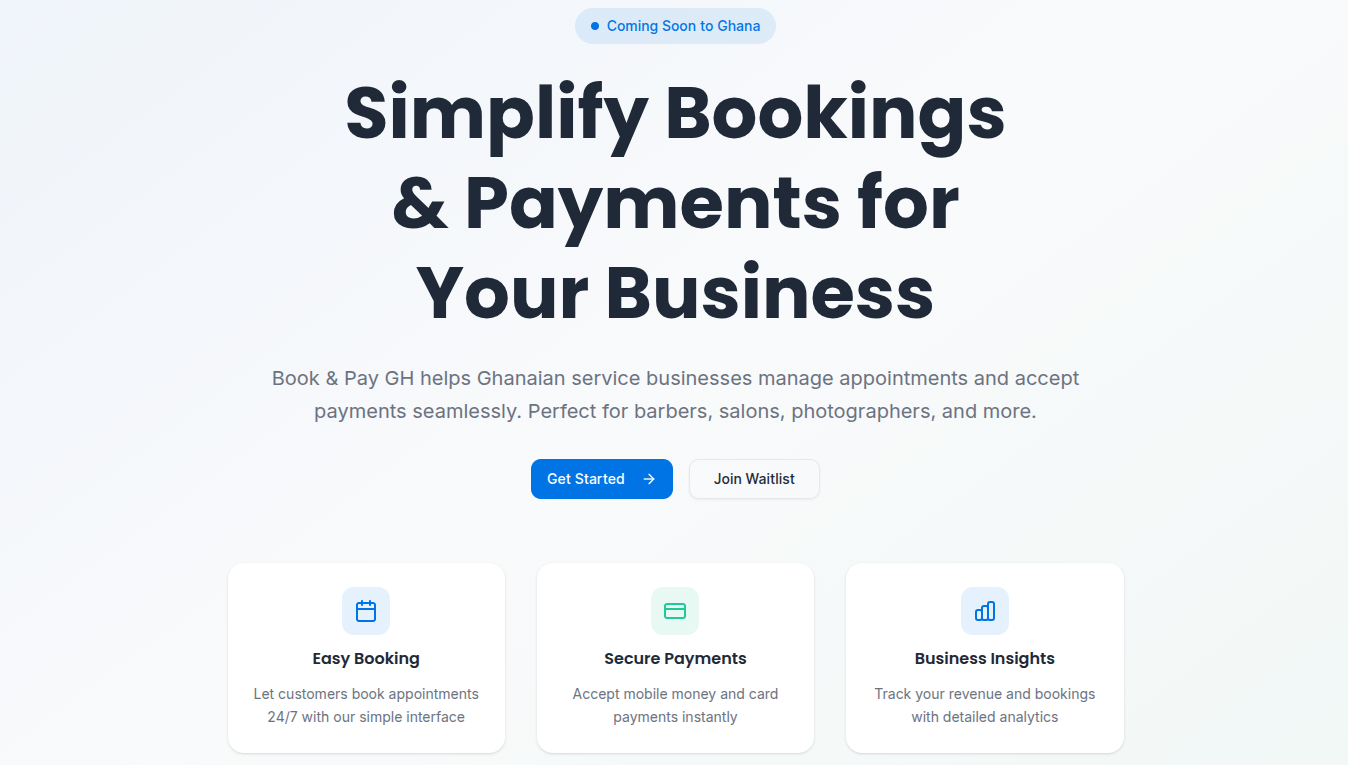 Screenshot of Book & Pay GH